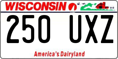 WI license plate 250UXZ