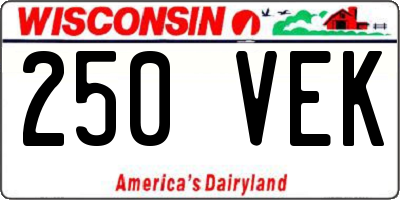 WI license plate 250VEK