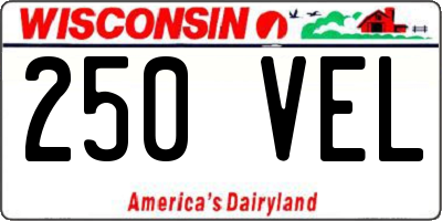 WI license plate 250VEL