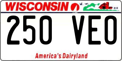 WI license plate 250VEO