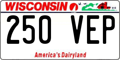 WI license plate 250VEP