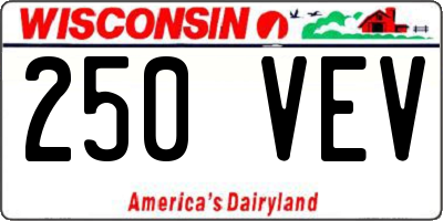 WI license plate 250VEV