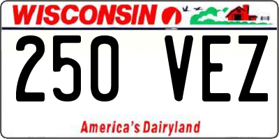 WI license plate 250VEZ