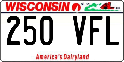WI license plate 250VFL