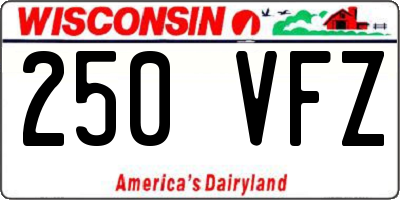 WI license plate 250VFZ