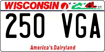 WI license plate 250VGA