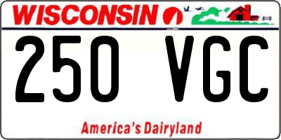 WI license plate 250VGC