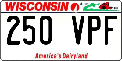 WI license plate 250VPF