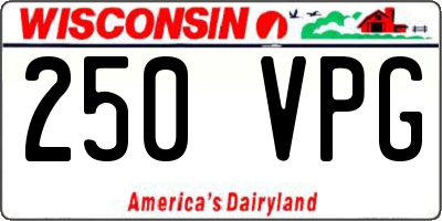 WI license plate 250VPG