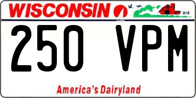 WI license plate 250VPM