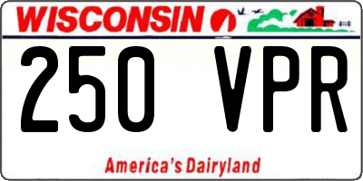 WI license plate 250VPR