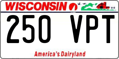 WI license plate 250VPT