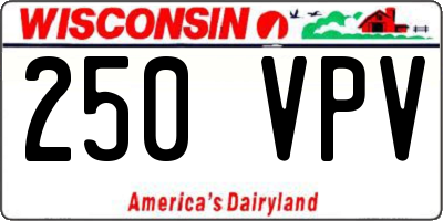 WI license plate 250VPV