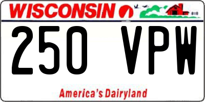 WI license plate 250VPW
