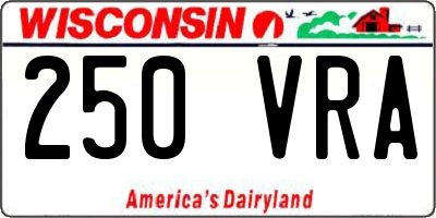 WI license plate 250VRA