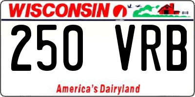 WI license plate 250VRB