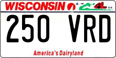 WI license plate 250VRD