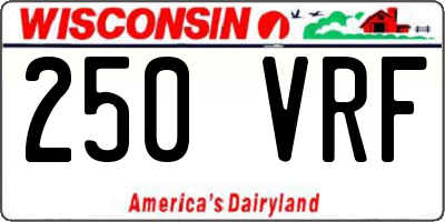 WI license plate 250VRF