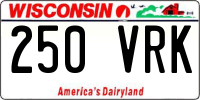 WI license plate 250VRK