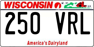 WI license plate 250VRL