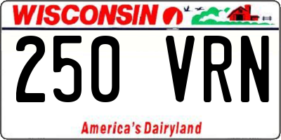 WI license plate 250VRN