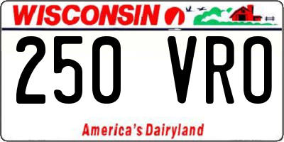 WI license plate 250VRO