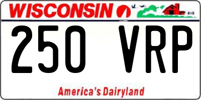WI license plate 250VRP