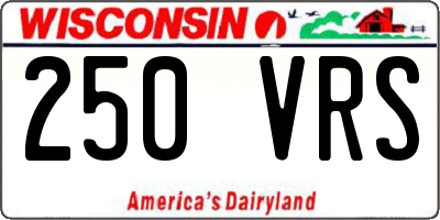 WI license plate 250VRS