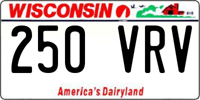 WI license plate 250VRV