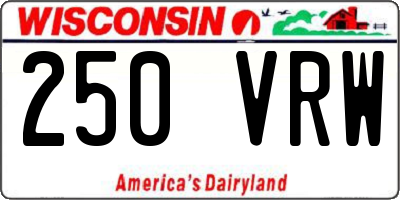 WI license plate 250VRW
