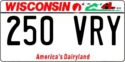 WI license plate 250VRY