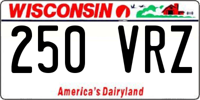WI license plate 250VRZ