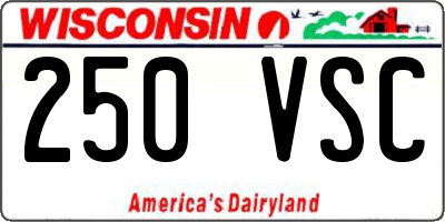 WI license plate 250VSC