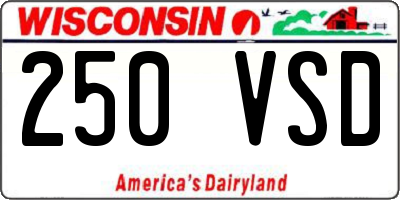 WI license plate 250VSD