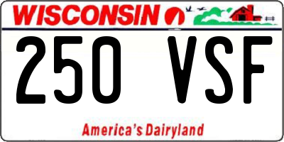 WI license plate 250VSF