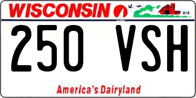 WI license plate 250VSH