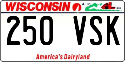 WI license plate 250VSK