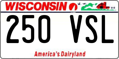WI license plate 250VSL
