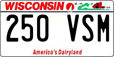 WI license plate 250VSM