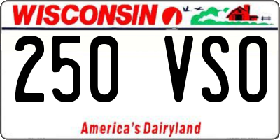 WI license plate 250VSO