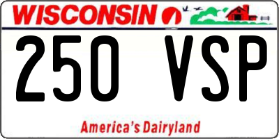 WI license plate 250VSP