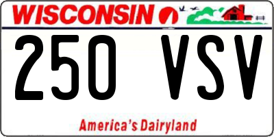 WI license plate 250VSV