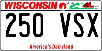 WI license plate 250VSX