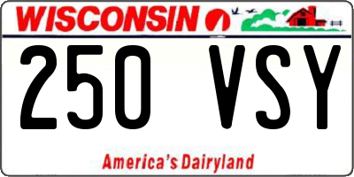 WI license plate 250VSY