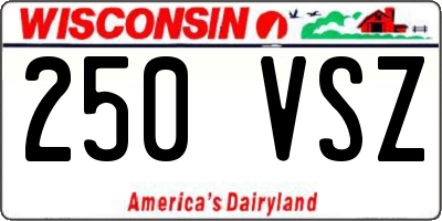 WI license plate 250VSZ
