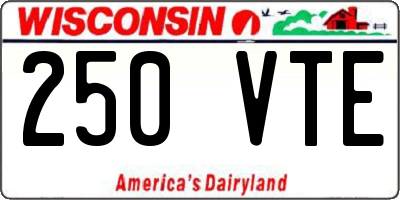 WI license plate 250VTE