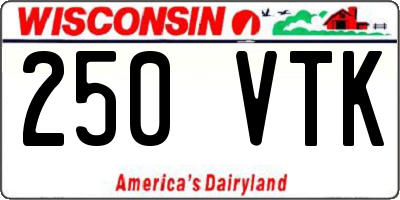 WI license plate 250VTK