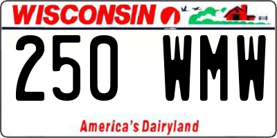 WI license plate 250WMW
