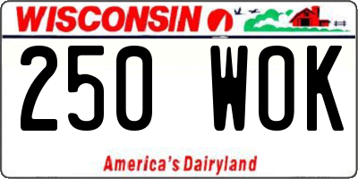 WI license plate 250WOK