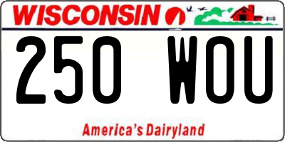WI license plate 250WOU